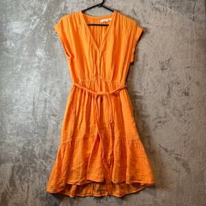 Xirena Maren Cotton Gauze‎ Dress in Orangina XS Beachy Resortwear Coastal
